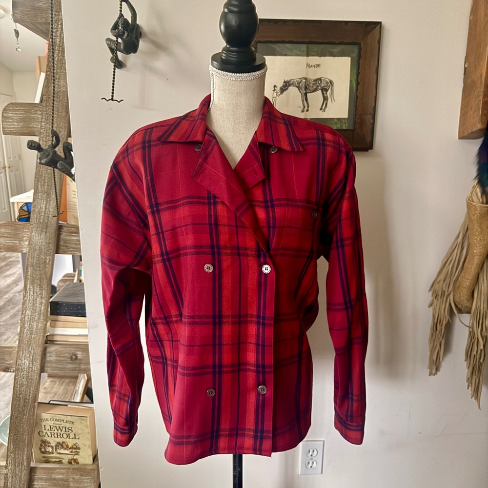 Vintage CHRISTIAN DIOR 100% Wool Plaid Blazer 8